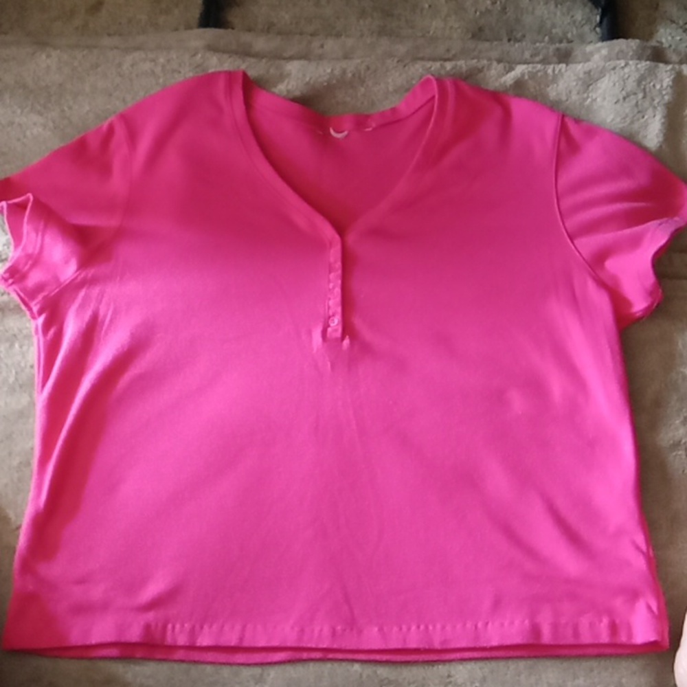 Henley pink medium women's no tags buttons on chest cotton blend
